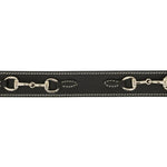 Huntley Equestrian Ladies Stirrup Buckle, Snaffle Bit, 1.5" Inch Width Leather Belt, Black - Equiluxe Tack