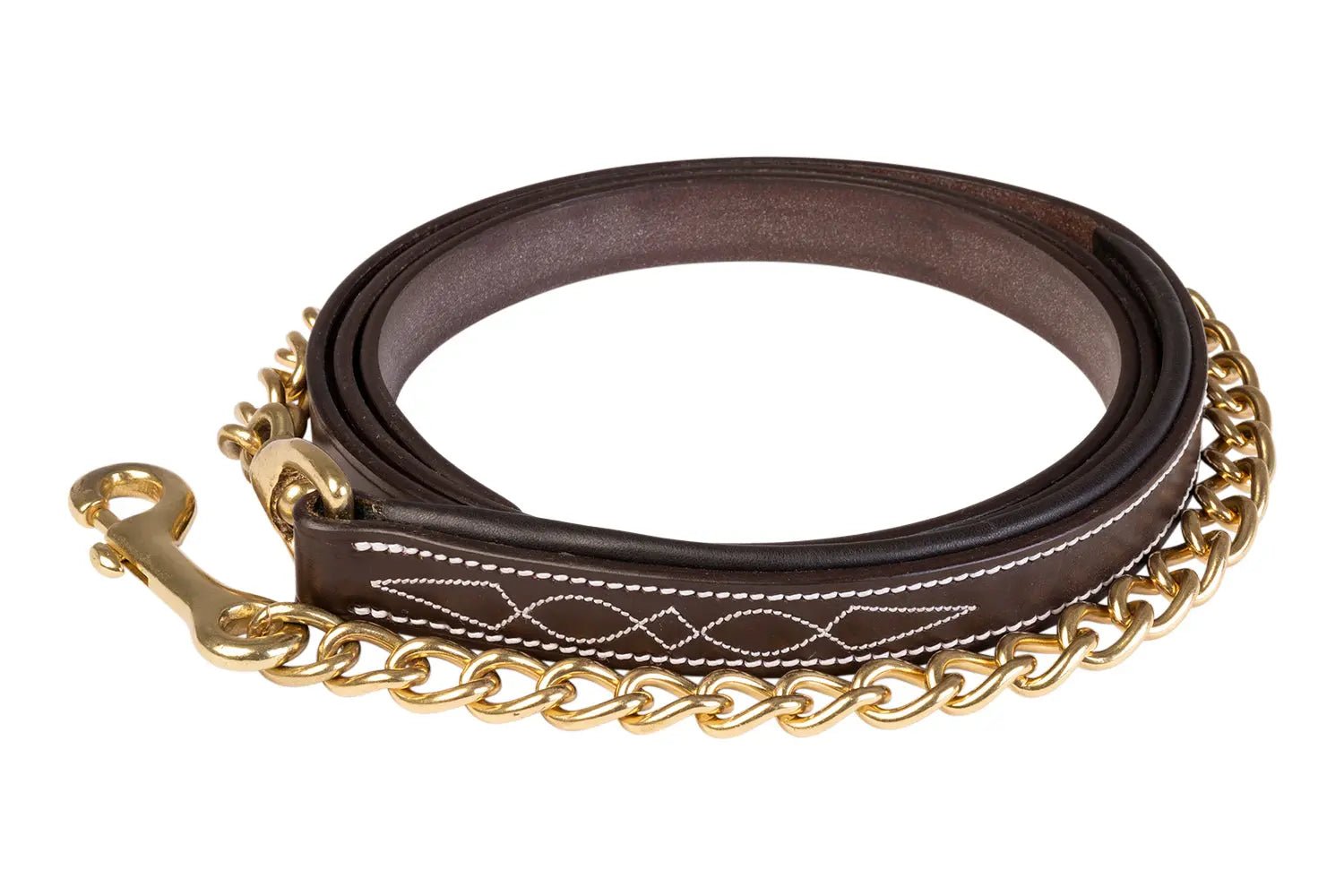 Huntley Equestrian Leather Lead with Brass Chain - Equiluxe Tack