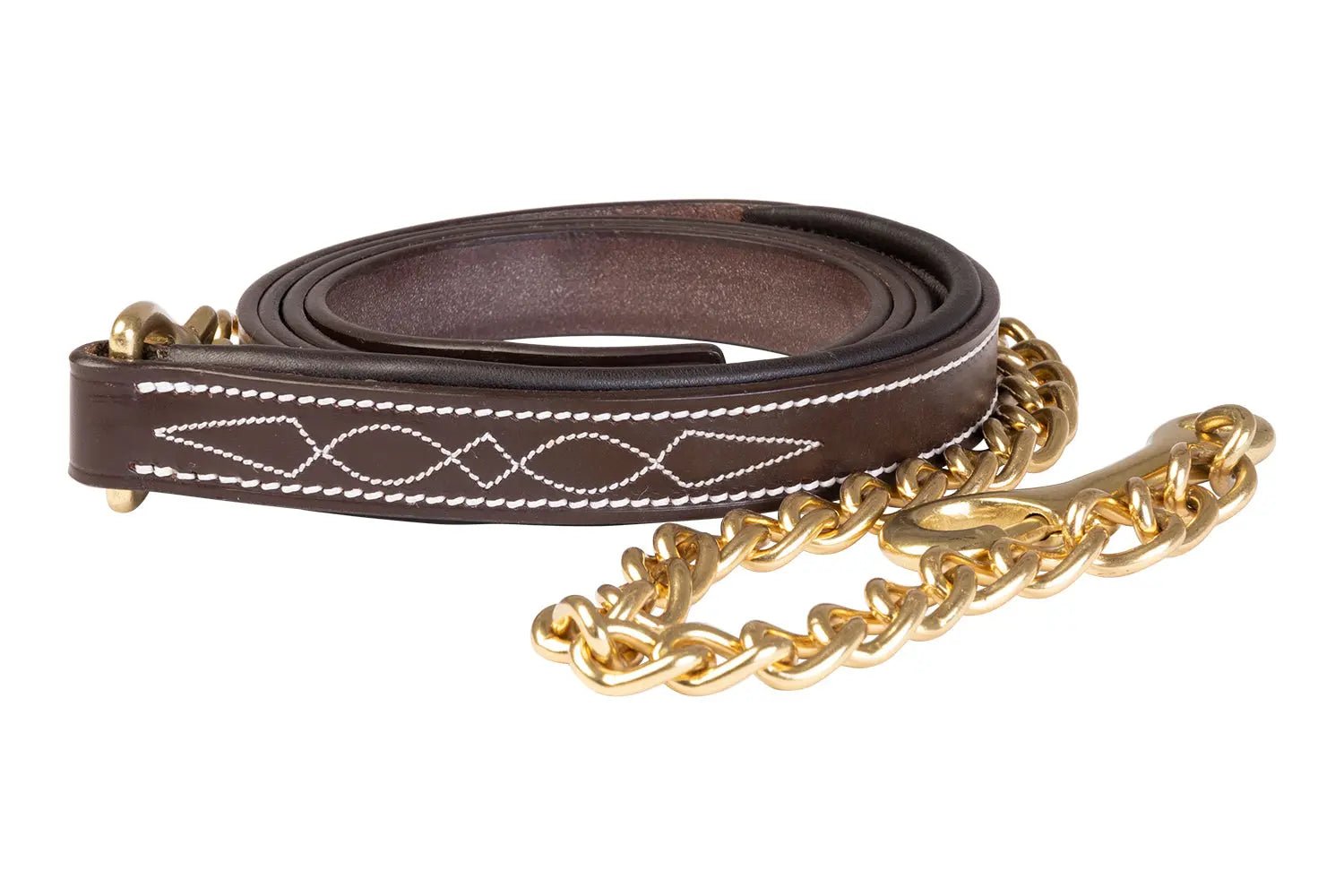 Huntley Equestrian Leather Lead with Brass Chain - Equiluxe Tack