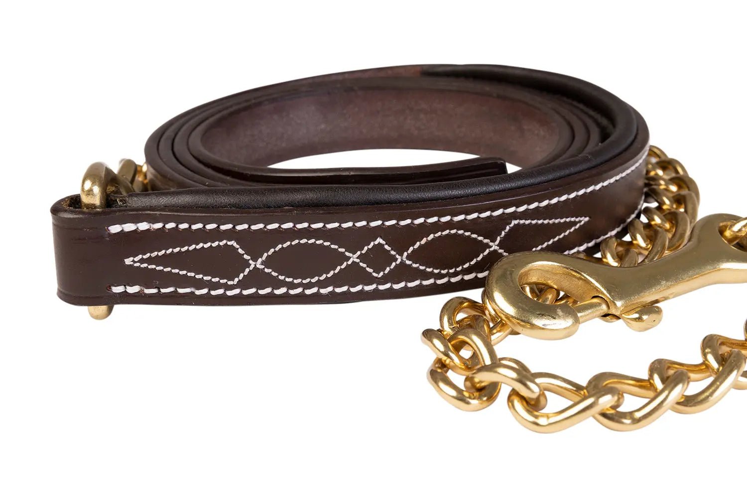 Huntley Equestrian Leather Lead with Brass Chain - Equiluxe Tack