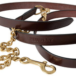 Huntley Equestrian Leather Lead with Brass Chain - Equiluxe Tack