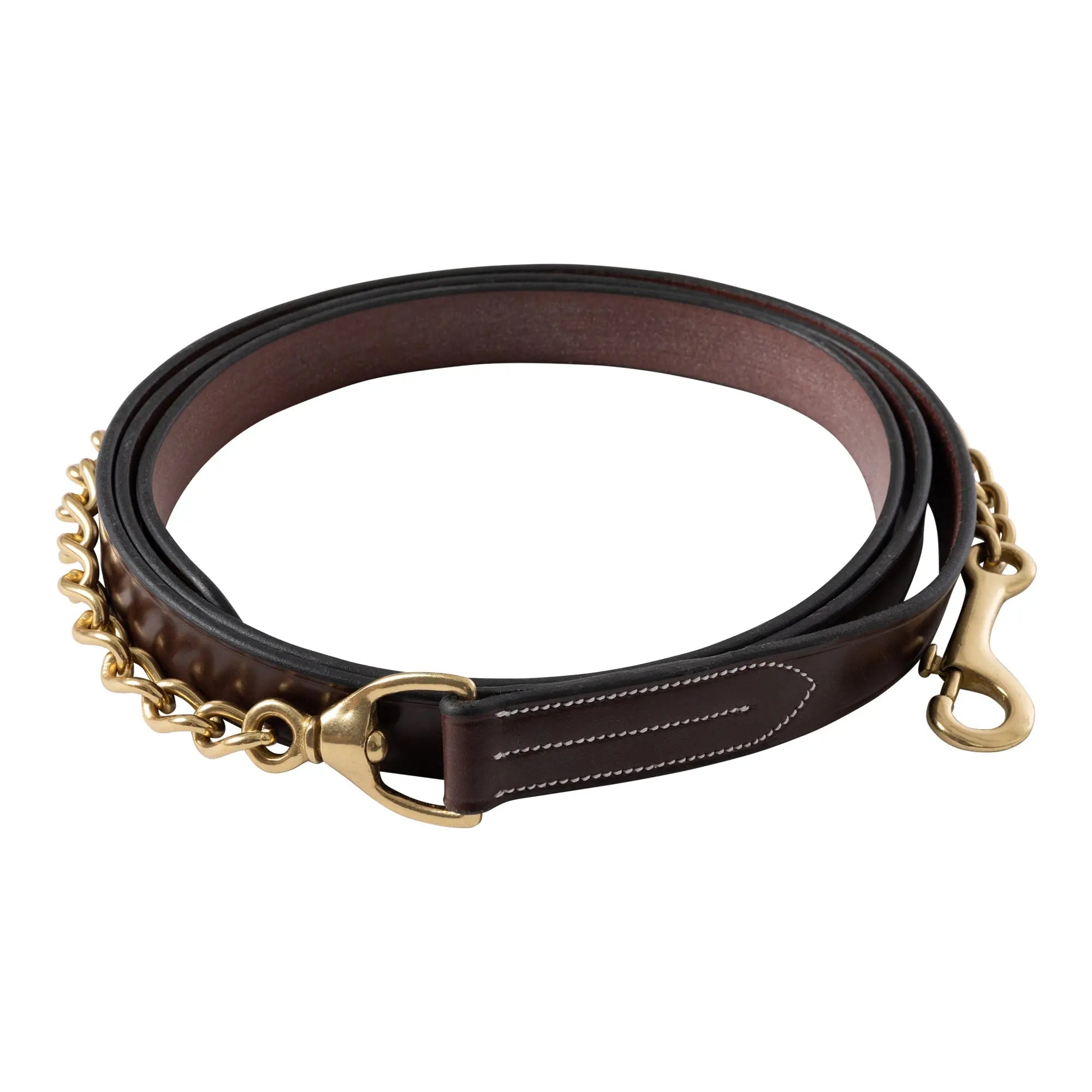 Huntley Equestrian Leather Lead with Brass Chain - Equiluxe Tack