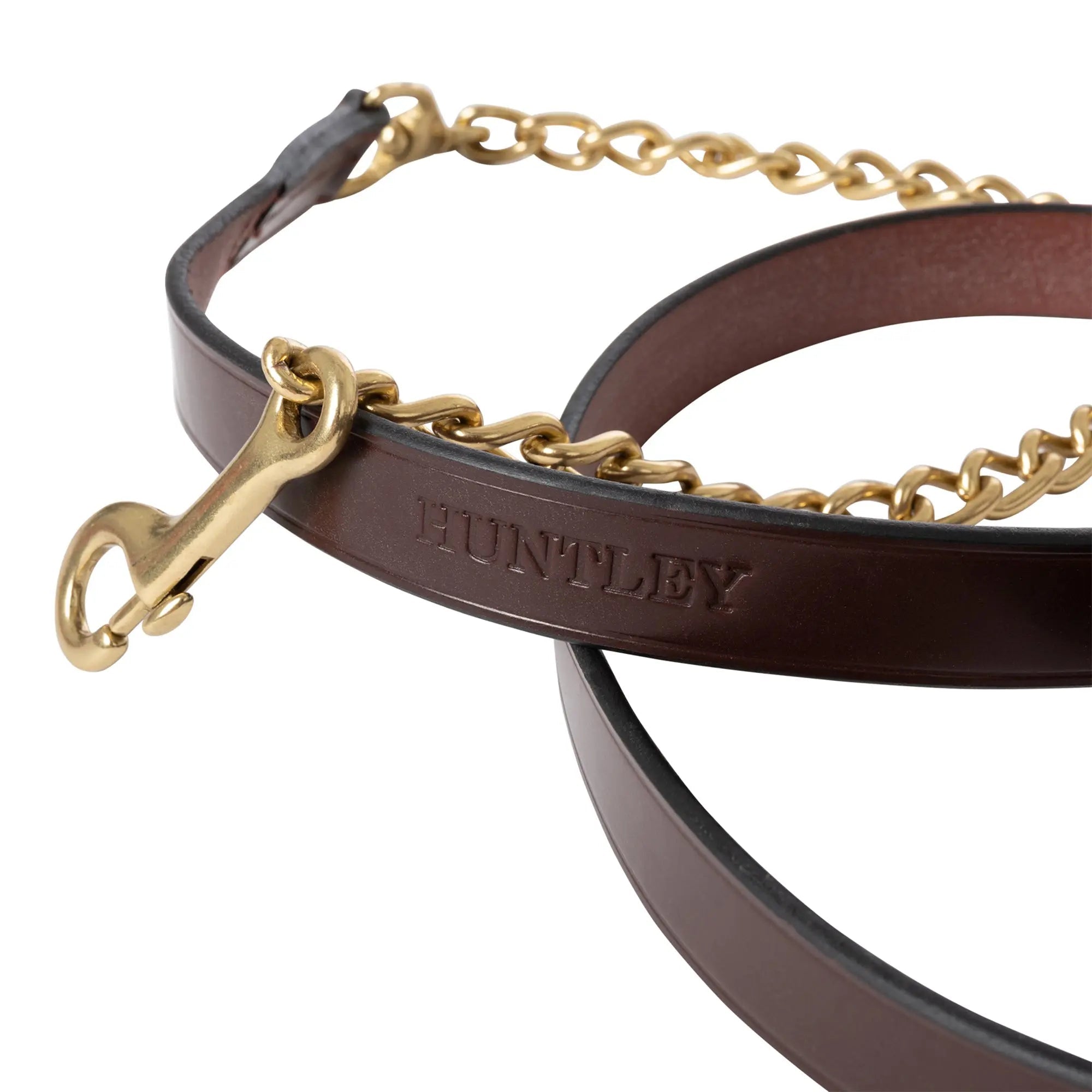 Huntley Equestrian Leather Lead with Brass Chain - Equiluxe Tack