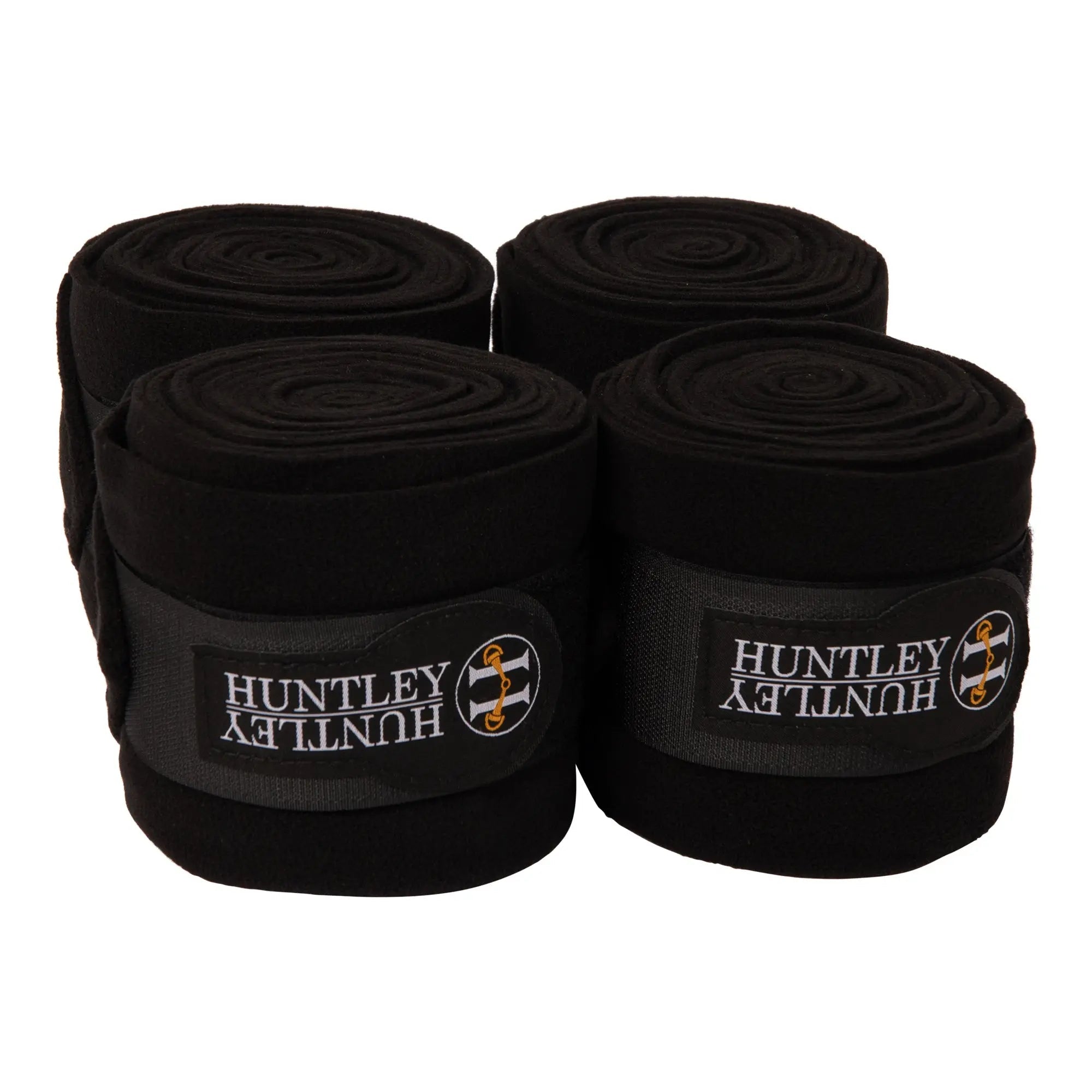 Huntley Equestrian Polo Fleece Wraps, Set of 4, Black - Equiluxe Tack