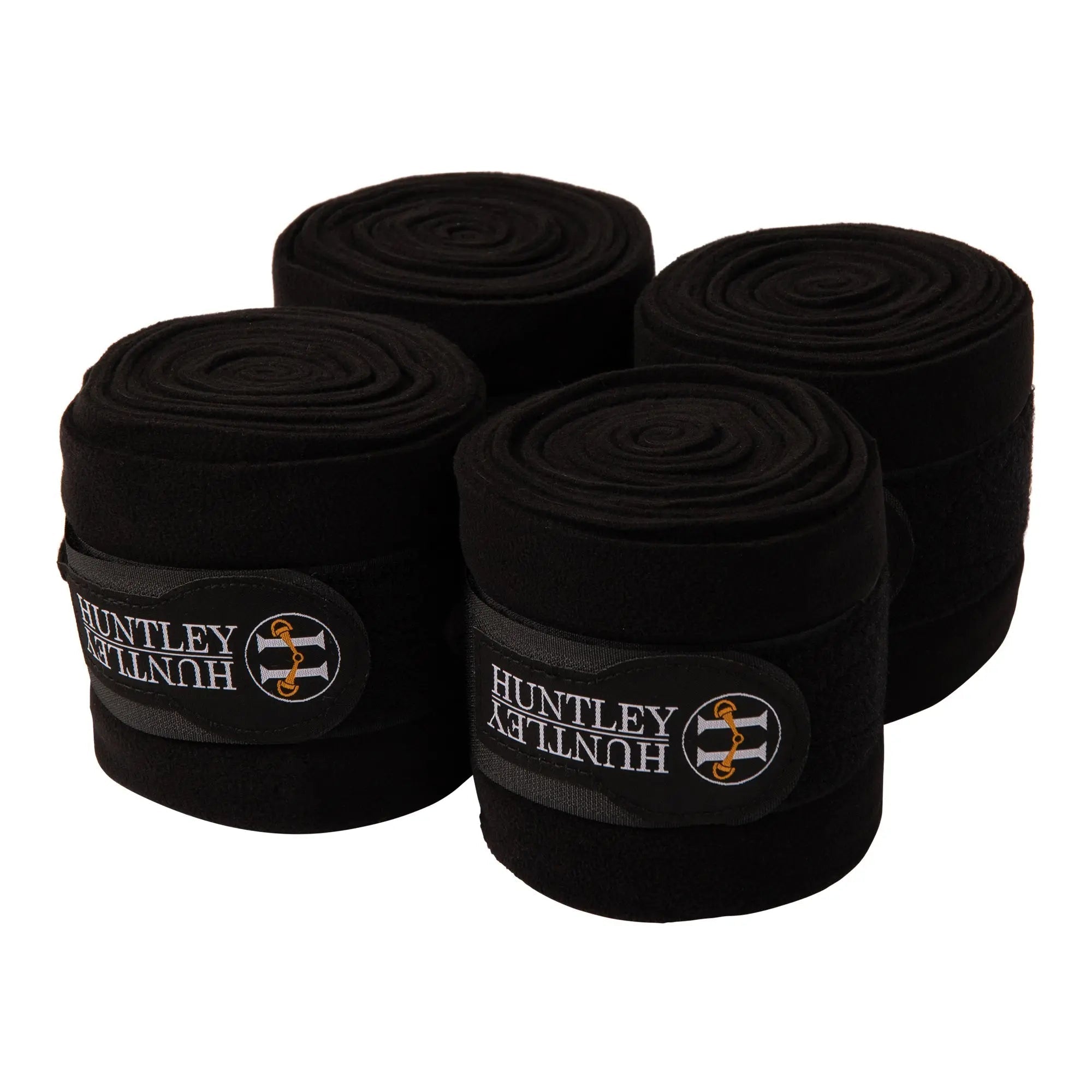 Huntley Equestrian Polo Fleece Wraps, Set of 4, Black - Equiluxe Tack