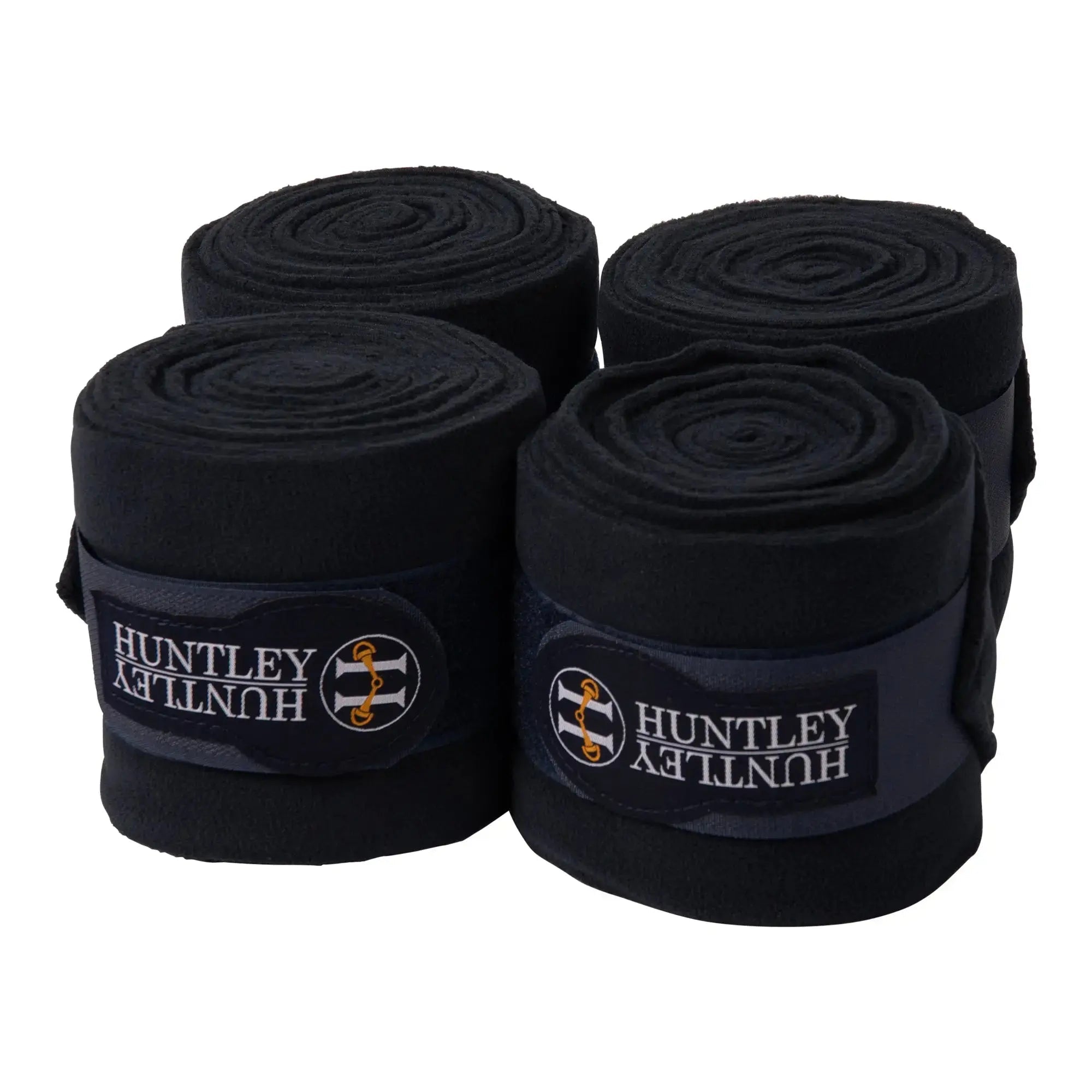 Huntley Equestrian Polo Fleece Wraps, Set of 4, Black - Equiluxe Tack