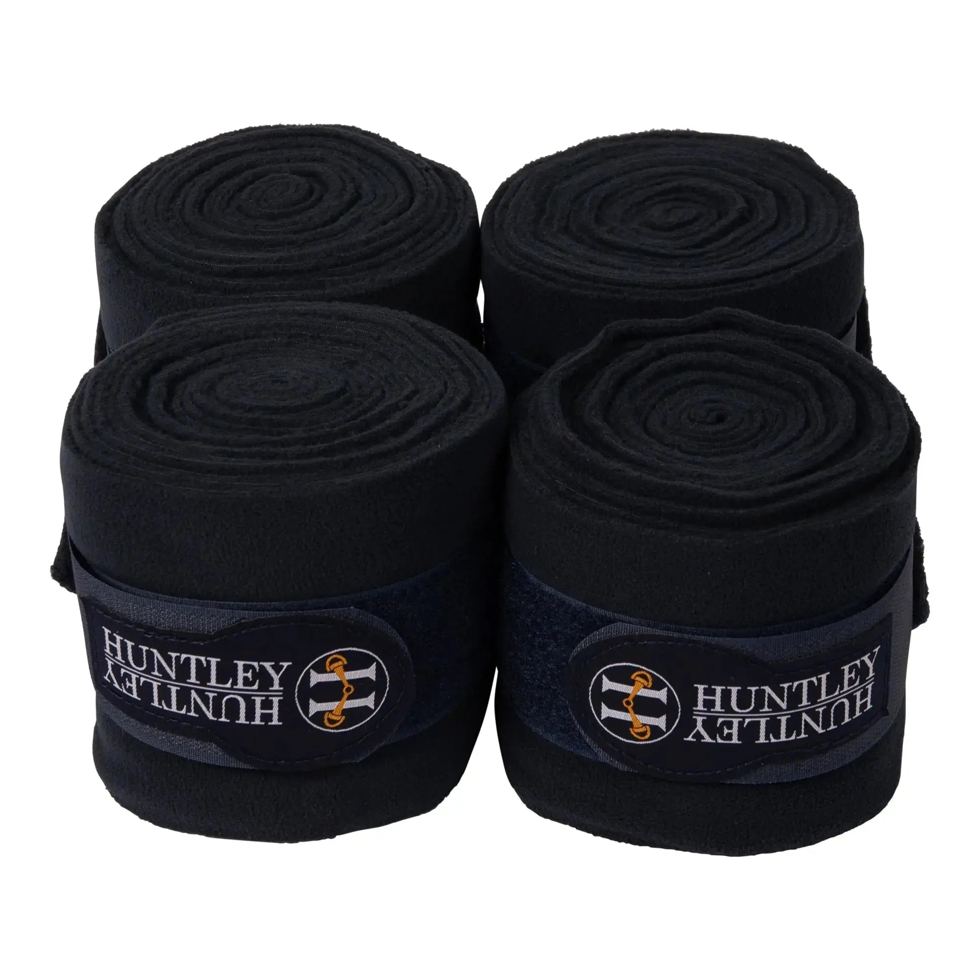 Huntley Equestrian Polo Fleece Wraps, Set of 4, Black - Equiluxe Tack