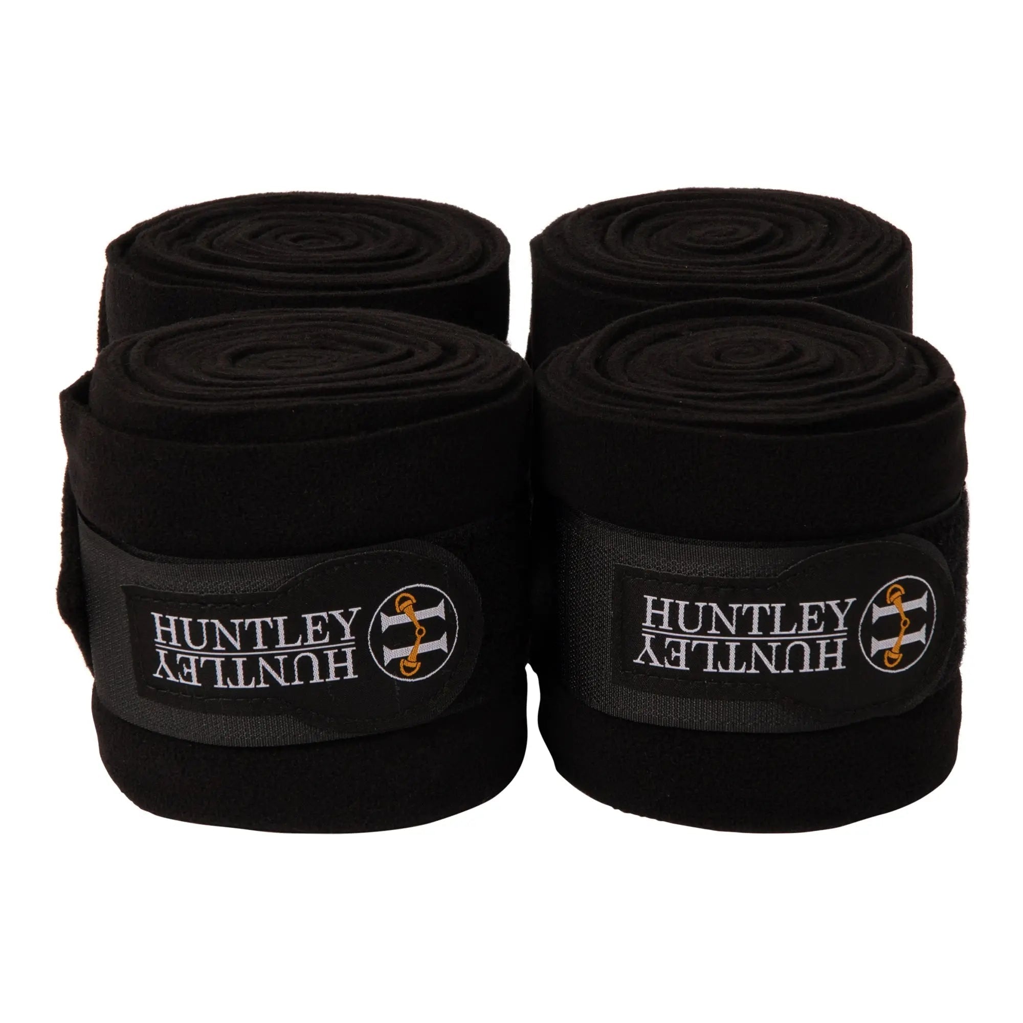 Huntley Equestrian Polo Fleece Wraps, Set of 4, Black - Equiluxe Tack