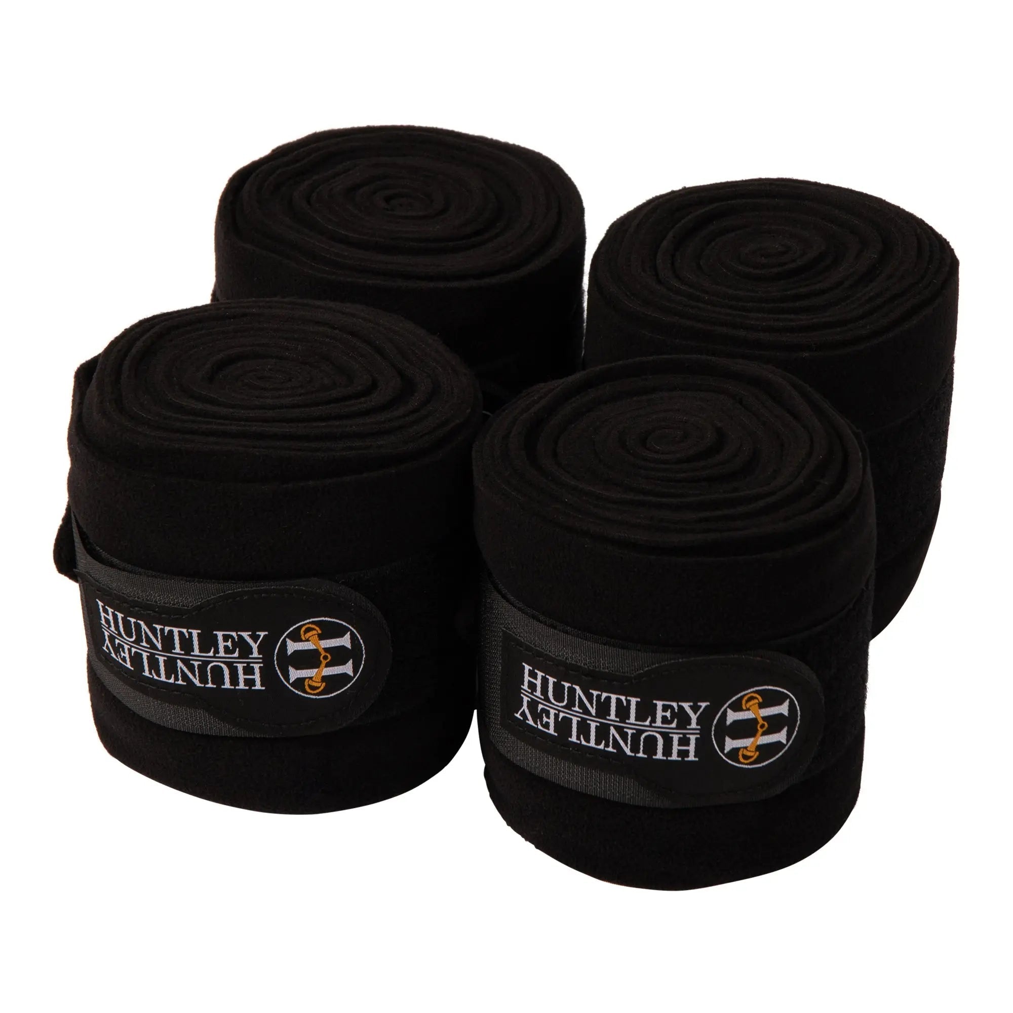 Huntley Equestrian Polo Fleece Wraps, Set of 4, Black - Equiluxe Tack