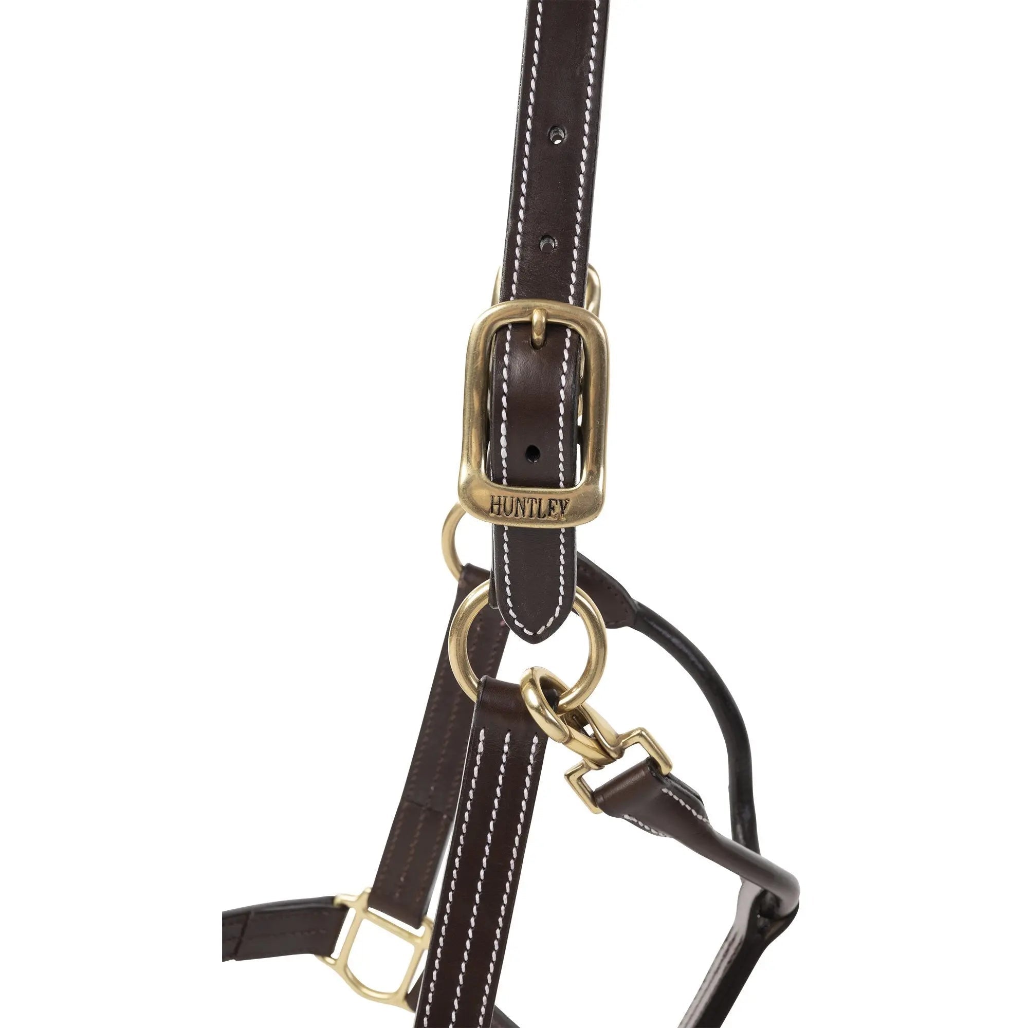 Huntley Equestrian Premium Leather Triple Stitched Halter with Snap - Equiluxe Tack