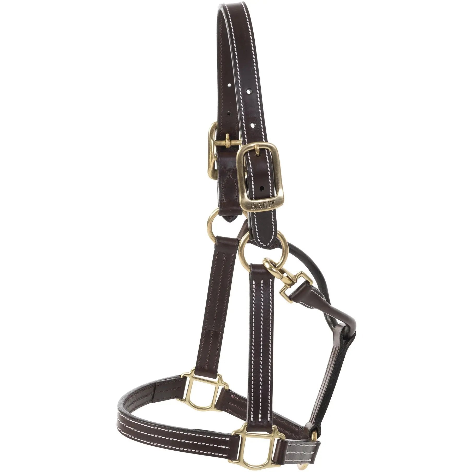 Huntley Equestrian Premium Leather Triple Stitched Halter with Snap - Equiluxe Tack
