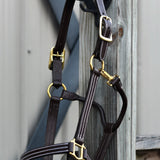 Huntley Equestrian Premium Leather Triple Stitched Halter with Snap - Equiluxe Tack