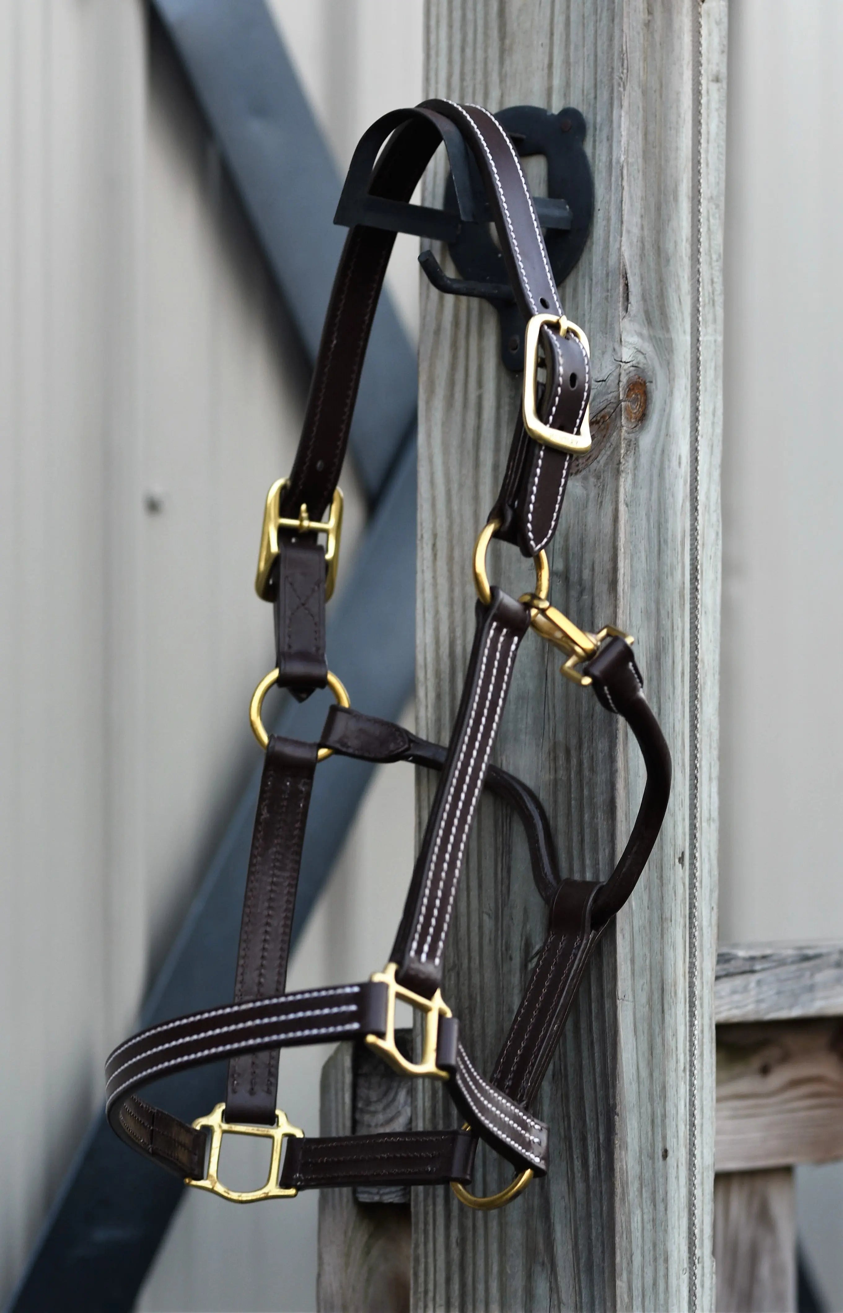Huntley Equestrian Premium Leather Triple Stitched Halter with Snap - Equiluxe Tack