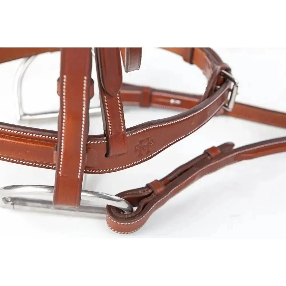 Huntley Equestrian Sedgwick Fancy Stitched Square Raised Hunter Horse Bridle with Reins - Equiluxe Tack