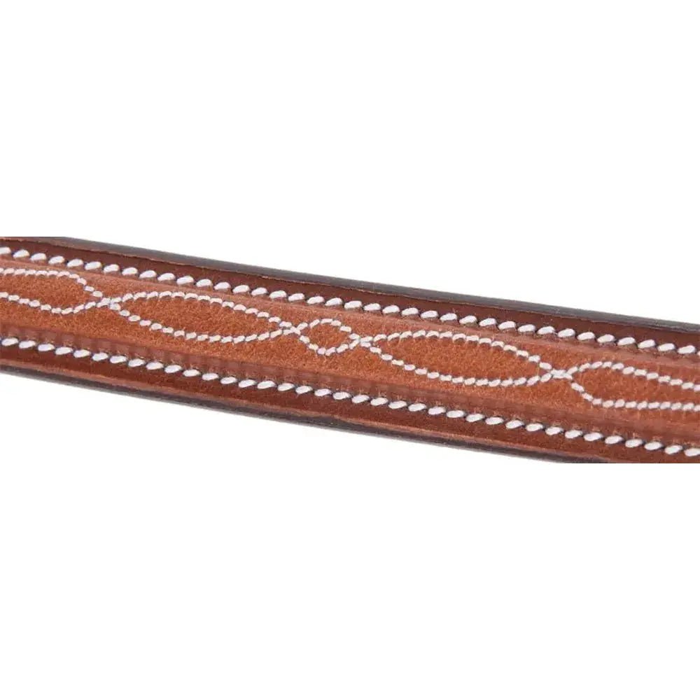 Huntley Equestrian Sedgwick Fancy Stitched Square Raised Hunter Horse Bridle with Reins - Equiluxe Tack