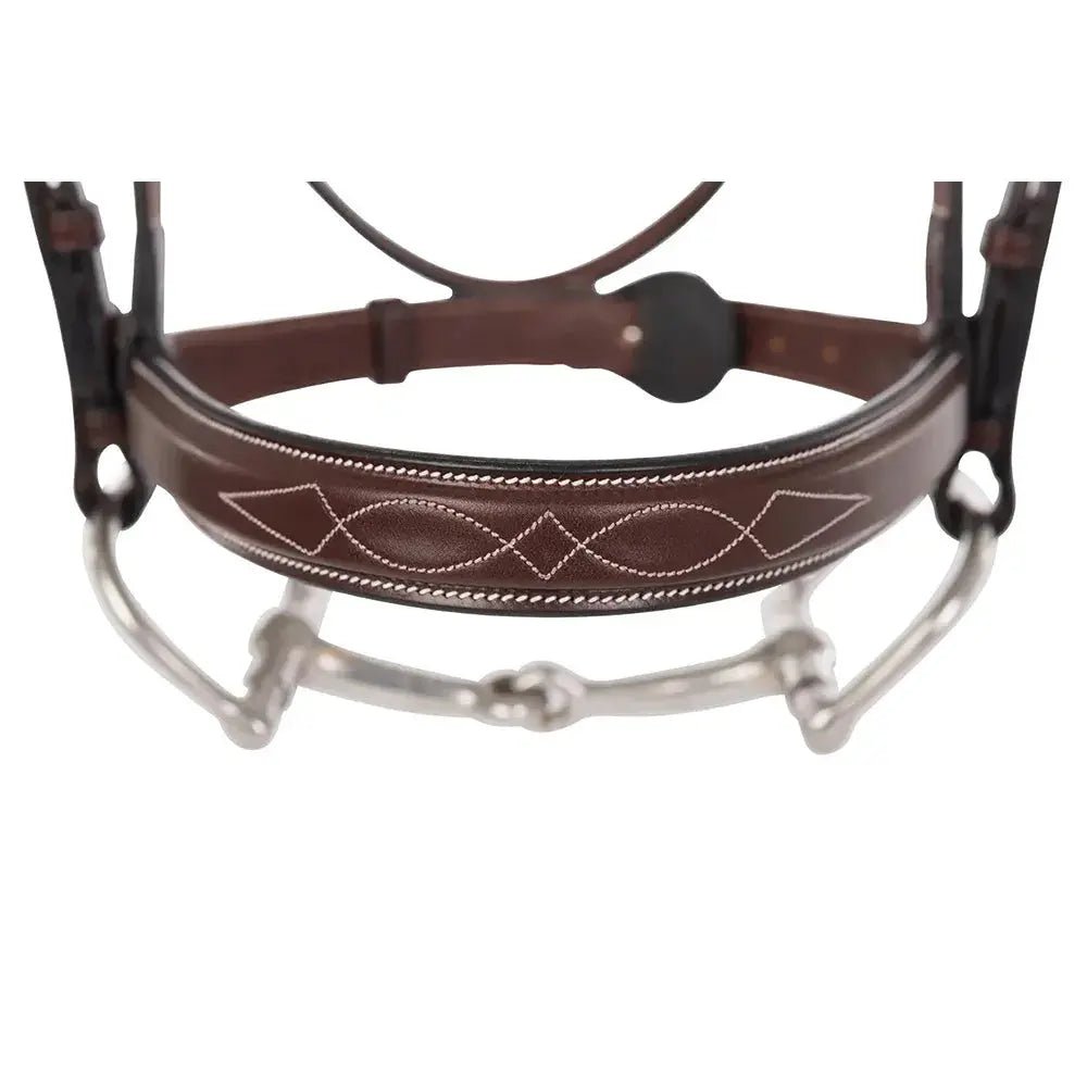 Huntley Equestrian Sedgwick Fancy Stitched Square Raised Hunter Horse Bridle with Reins - Equiluxe Tack