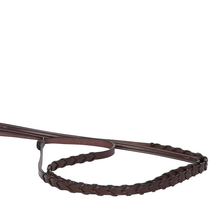 Huntley Equestrian Sedgwick Fancy Stitched Square Raised Laced Reins - Equiluxe Tack
