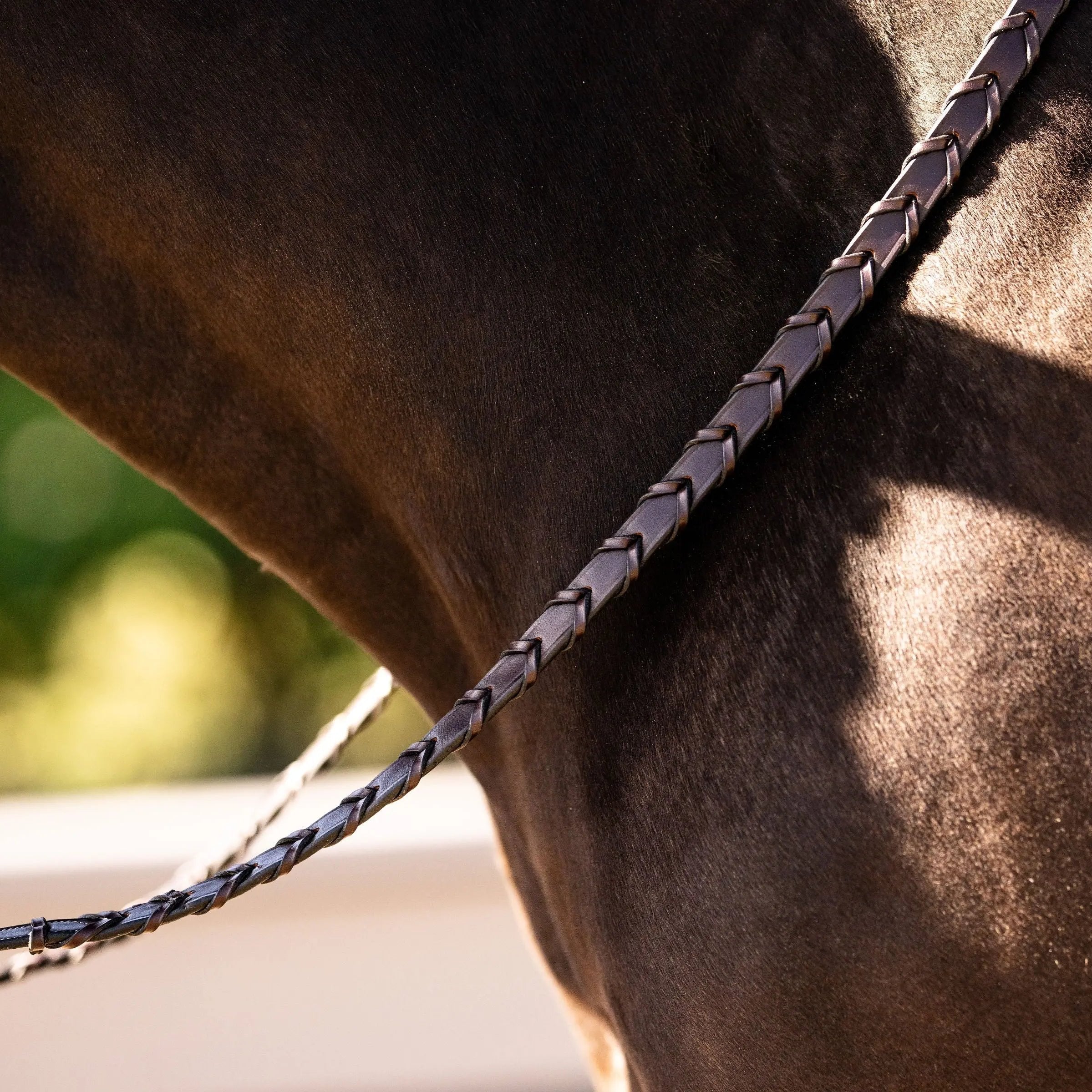 Huntley Equestrian Sedgwick Fancy Stitched Square Raised Laced Reins - Equiluxe Tack