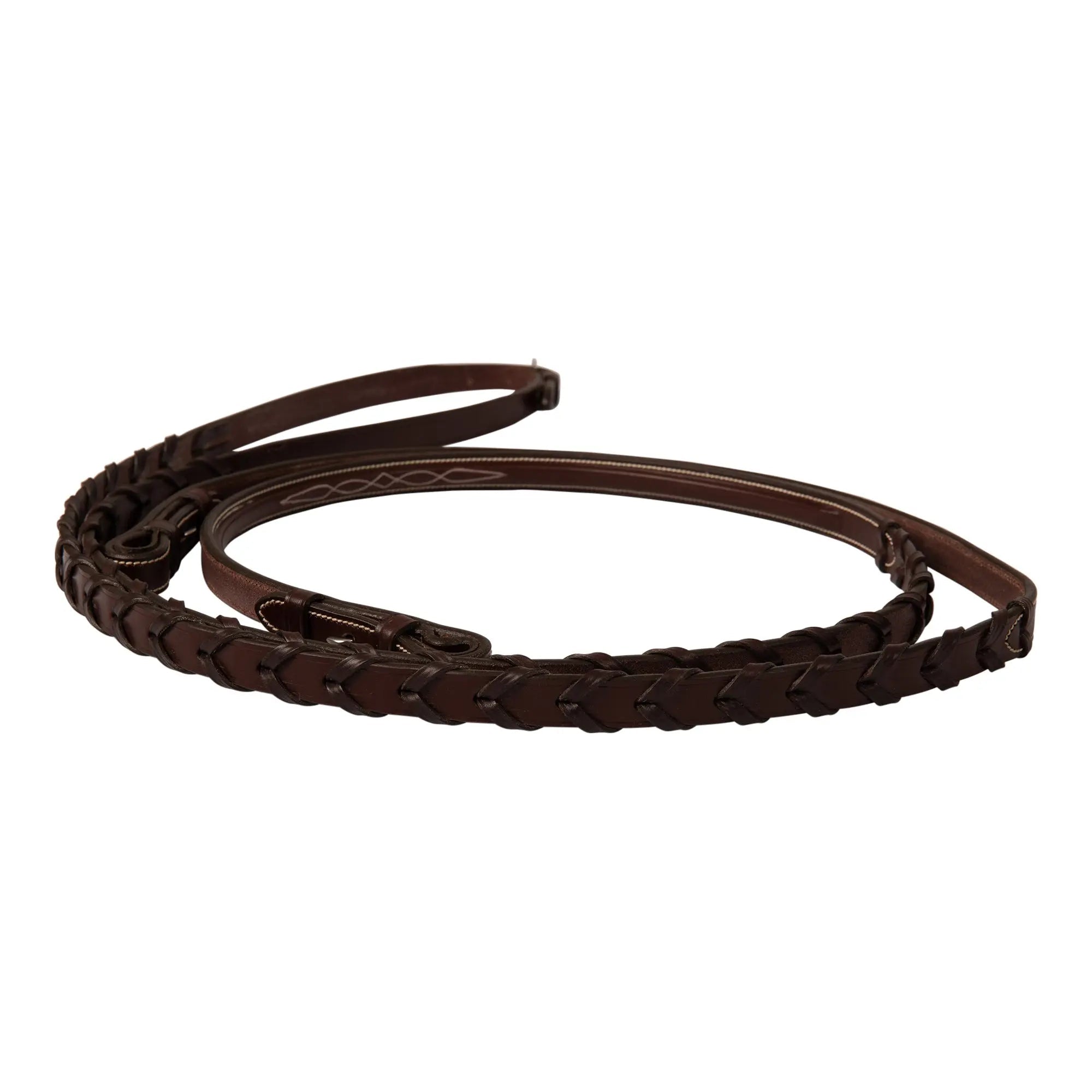 Huntley Equestrian Sedgwick Fancy Stitched Square Raised Laced Reins - Equiluxe Tack