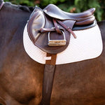 Huntley Equestrian Sedgwick Leather Fancy Stitched Padded Leather Contour Shaped Girth with Double End Elastic - Equiluxe Tack