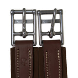 Huntley Equestrian Sedgwick Leather Fancy Stitched Padded Leather Contour Shaped Girth with Double End Elastic - Equiluxe Tack