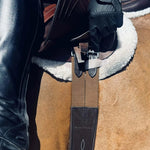 Huntley Equestrian Sedgwick Leather Fancy Stitched Padded Leather Contour Shaped Girth with Double End Elastic - Equiluxe Tack