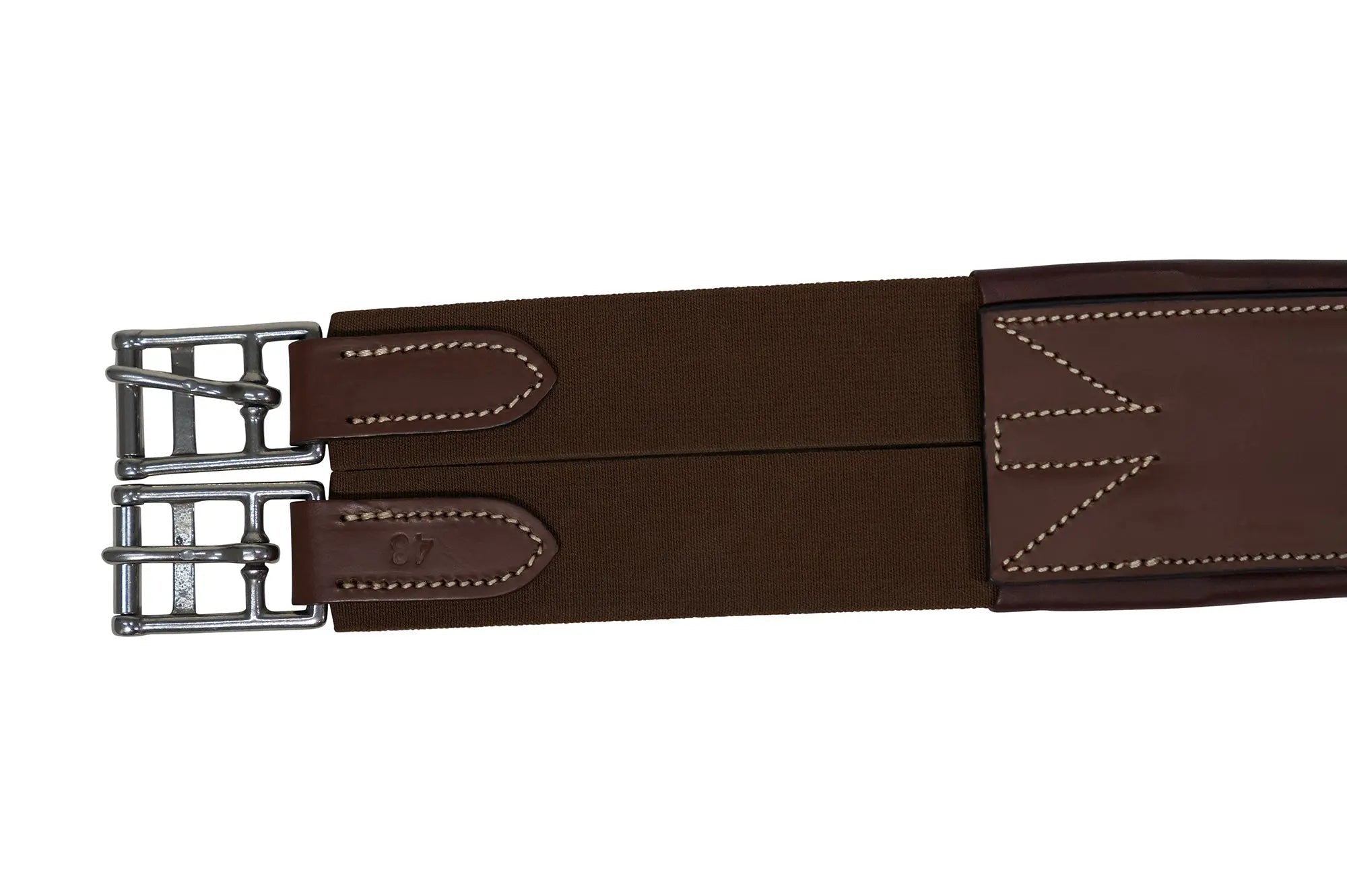 Huntley Equestrian Sedgwick Leather Fancy Stitched Padded Leather Contour Shaped Girth with Double End Elastic - Equiluxe Tack