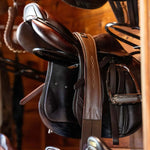 Huntley Equestrian Sedgwick Leather Fancy Stitched Padded Leather Contour Shaped Girth with Double End Elastic - Equiluxe Tack