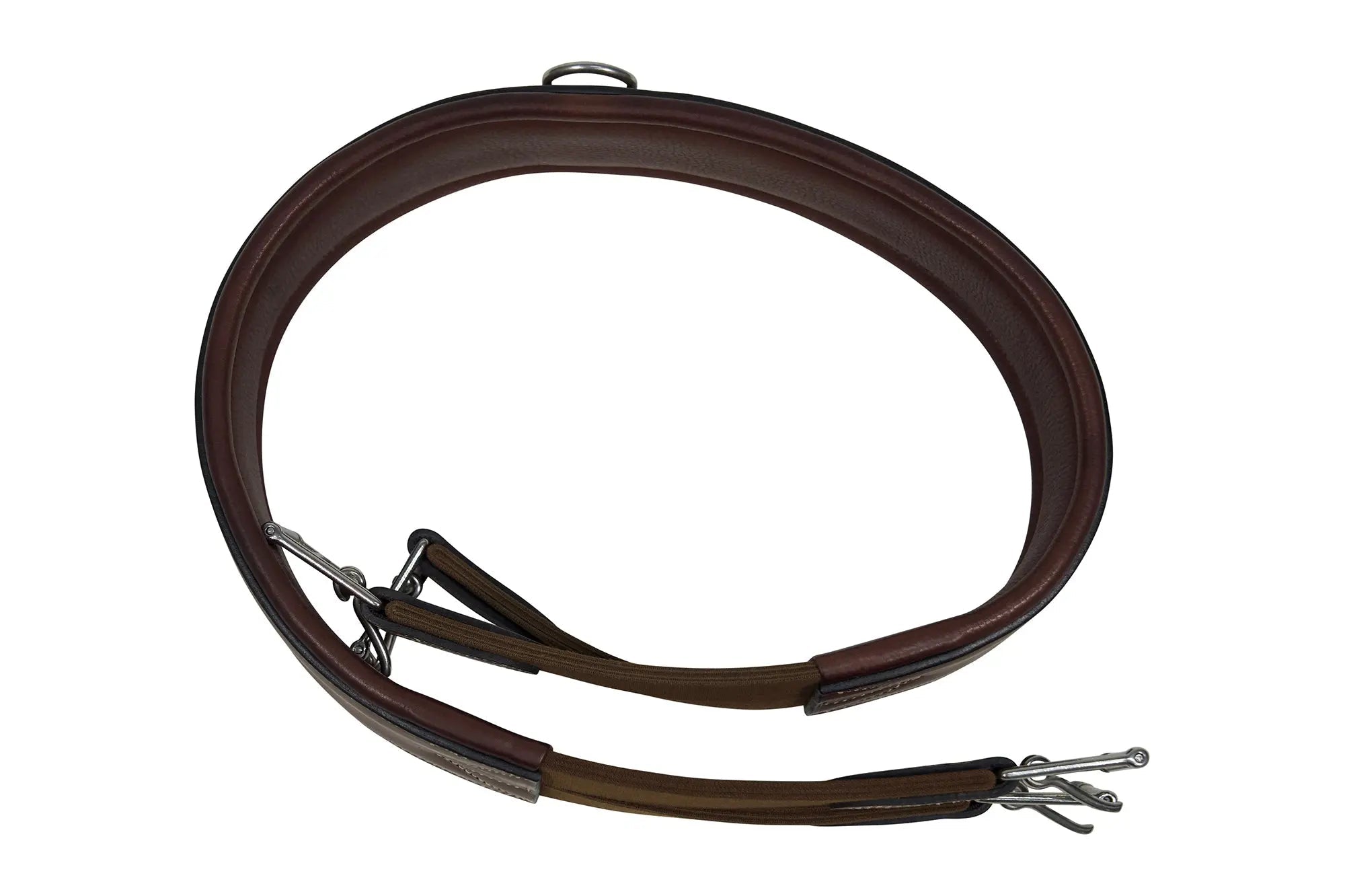 Huntley Equestrian Sedgwick Leather Fancy Stitched Padded Leather Contour Shaped Girth with Double End Elastic - Equiluxe Tack