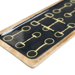 Huntley Equestrian Snaffle Big Long Wooden Serving Tray-Black and Gold Equestrian Home Decor - Equiluxe Tack