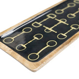 Huntley Equestrian Snaffle Big Long Wooden Serving Tray-Black and Gold Equestrian Home Decor - Equiluxe Tack