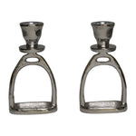 Huntley Equestrian Stirrup Candle Stick Holders, Silver set of 2 - Equiluxe Tack