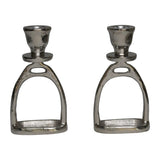 Huntley Equestrian Stirrup Candle Stick Holders, Silver set of 2 - Equiluxe Tack