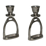 Huntley Equestrian Stirrup Candle Stick Holders, Silver set of 2 - Equiluxe Tack