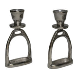 Huntley Equestrian Stirrup Candle Stick Holders, Silver set of 2 - Equiluxe Tack