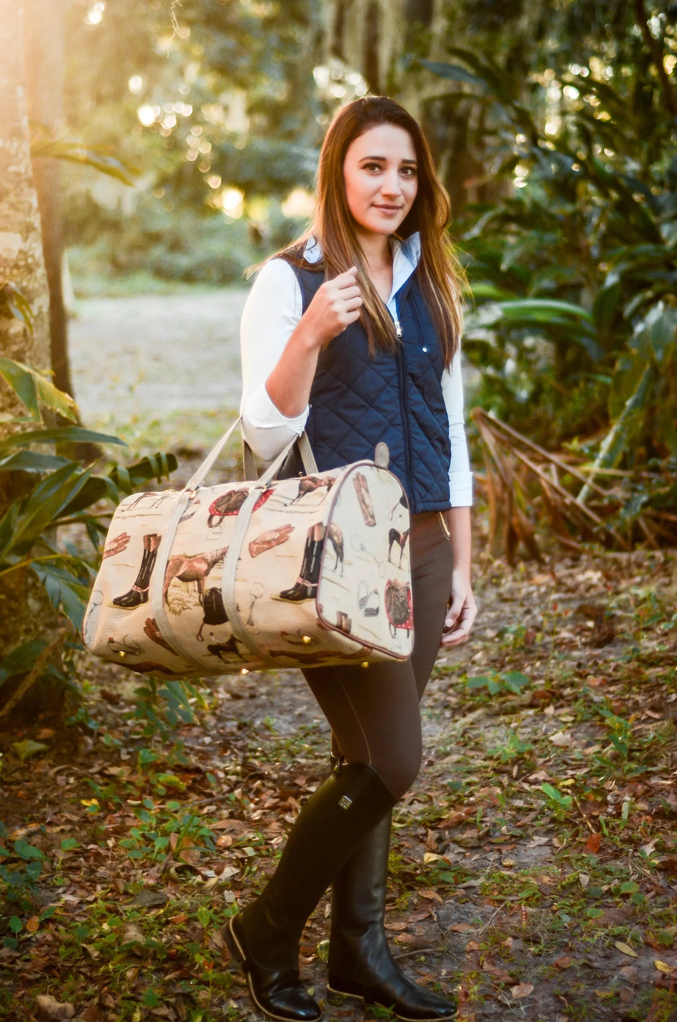 Huntley Equestrian Tapestry Duffle Bag-English Design - Equiluxe Tack