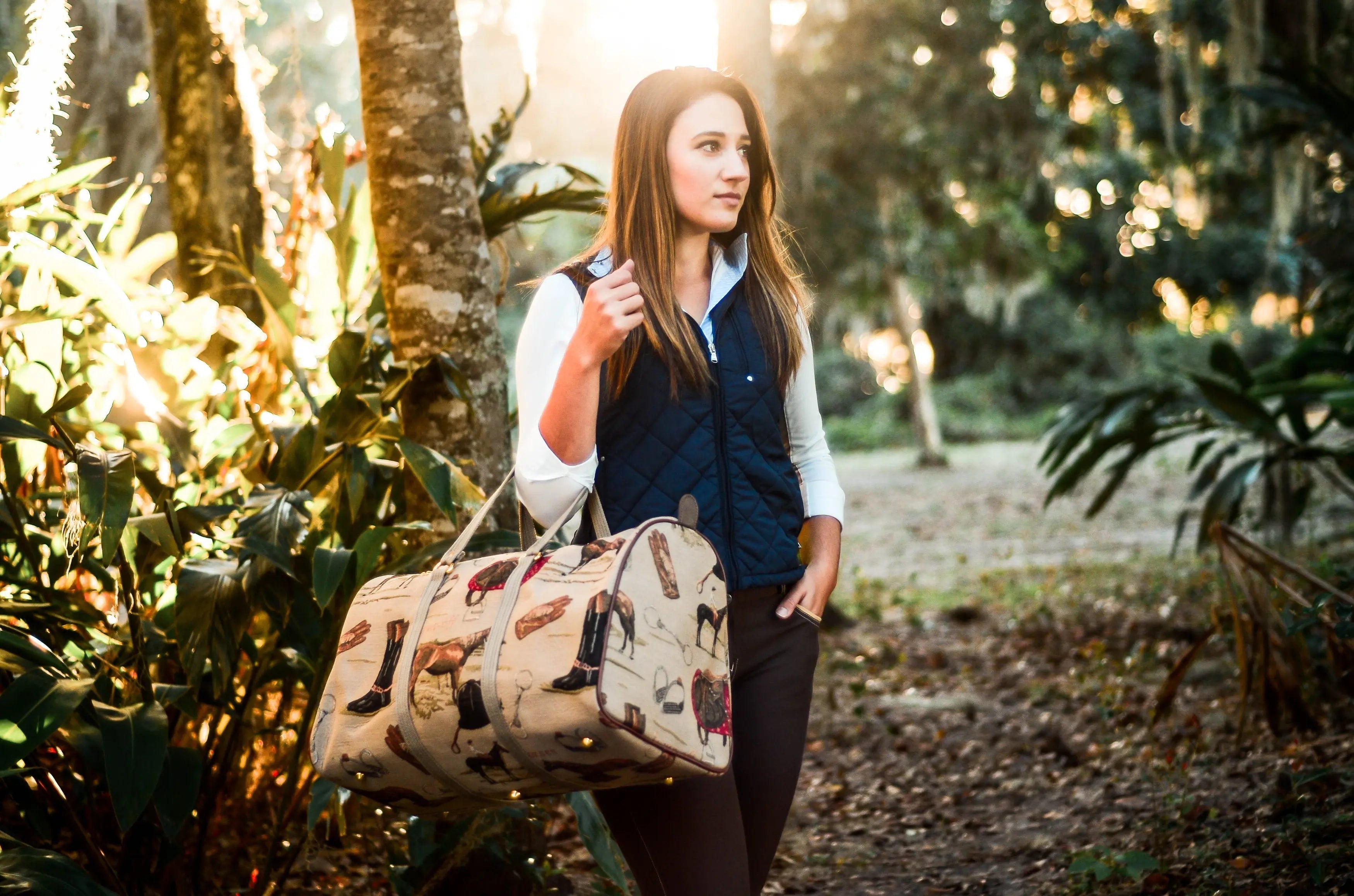 Huntley Equestrian Tapestry Duffle Bag-English Design - Equiluxe Tack