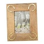 Huntley Equestrian Wooden Picture Frame with Gold Horse Shoes, 5 x 7 - Equiluxe Tack