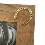Huntley Equestrian Wooden Picture Frame with Gold Horse Shoes, 5 x 7 - Equiluxe Tack