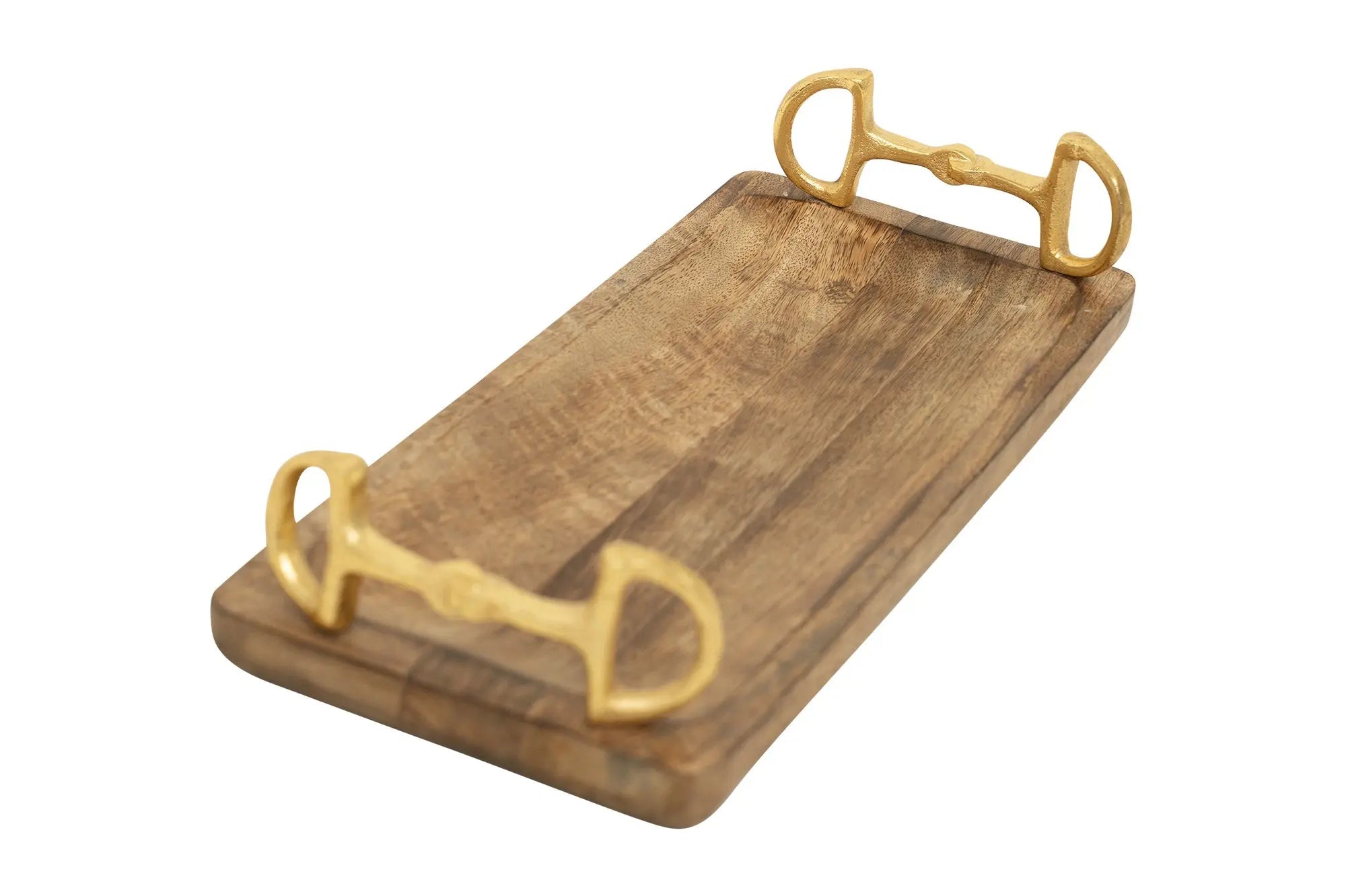 Huntley Equestrian Wooden Rectangle Tray with Gold Bit Handles - Equiluxe Tack