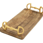 Huntley Equestrian Wooden Rectangle Tray with Gold Bit Handles - Equiluxe Tack