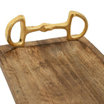 Huntley Equestrian Wooden Rectangle Tray with Gold Bit Handles - Equiluxe Tack