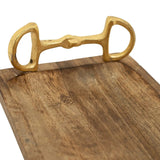 Huntley Equestrian Wooden Rectangle Tray with Gold Bit Handles - Equiluxe Tack