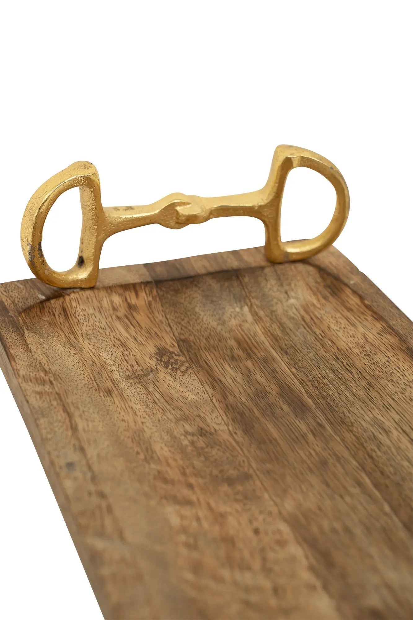 Huntley Equestrian Wooden Rectangle Tray with Gold Bit Handles - Equiluxe Tack