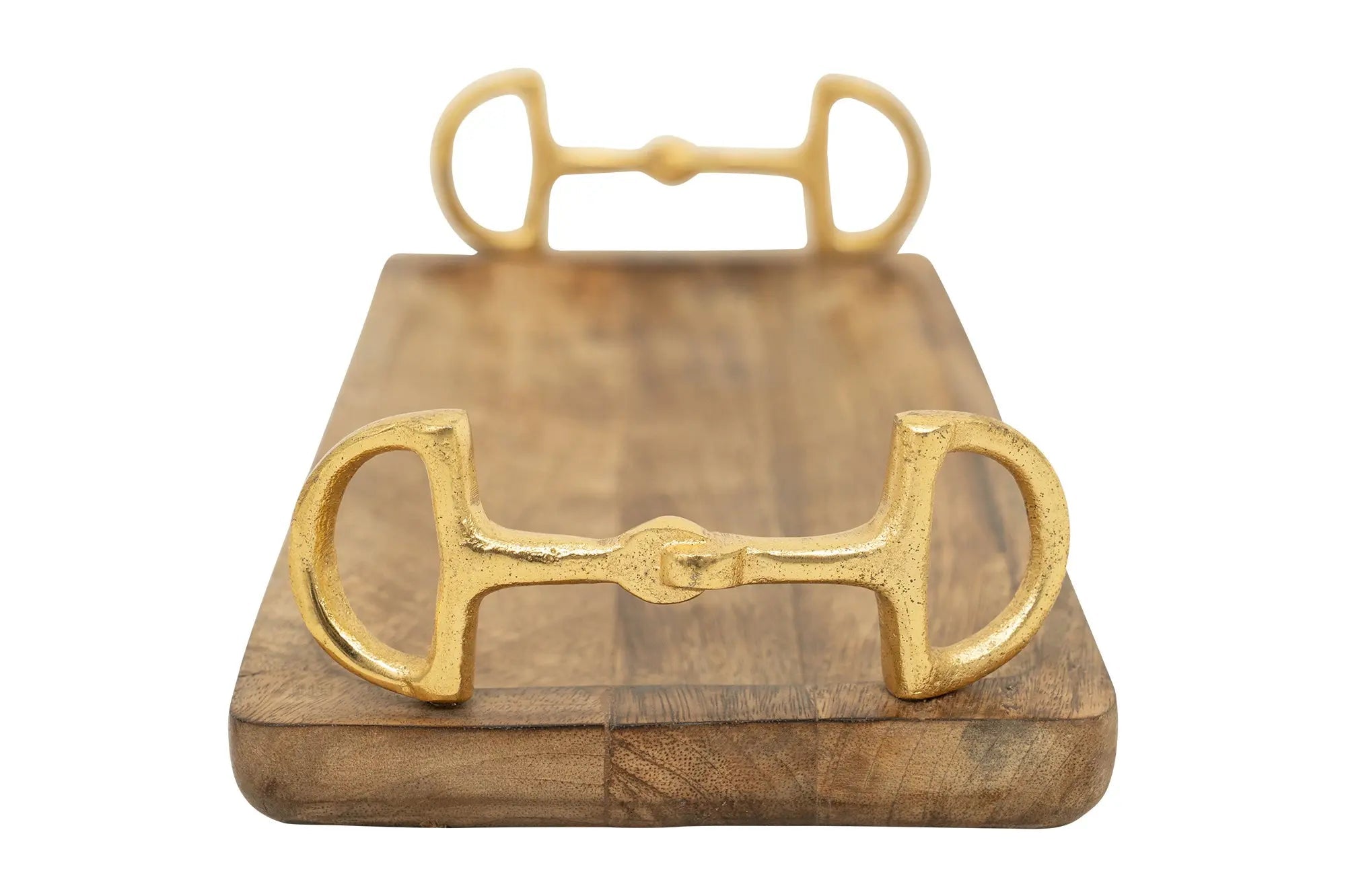 Huntley Equestrian Wooden Rectangle Tray with Gold Bit Handles - Equiluxe Tack