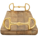 Huntley Equestrian Wooden Rectangle Tray with Gold Bit Handles - Equiluxe Tack