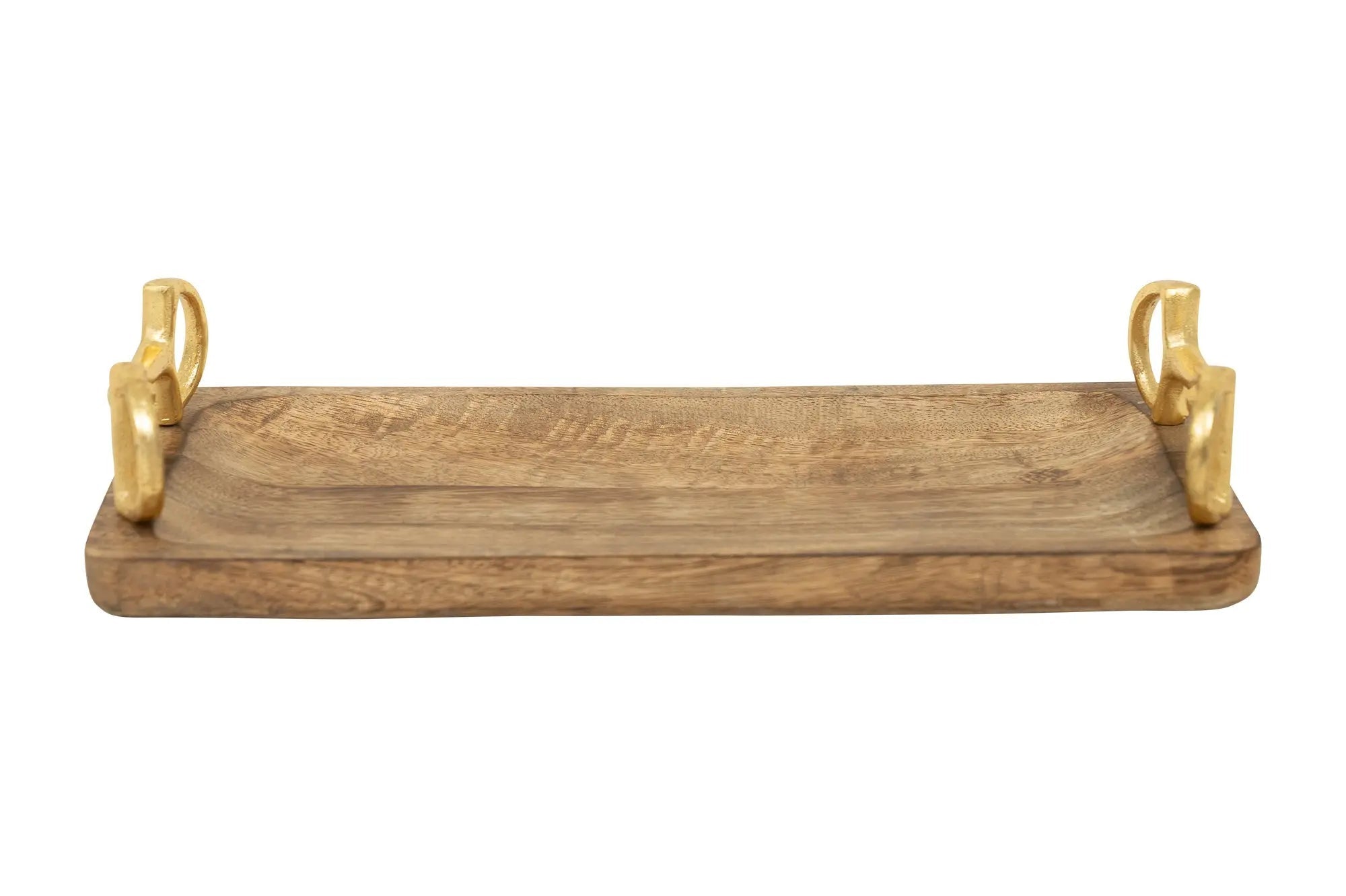 Huntley Equestrian Wooden Rectangle Tray with Gold Bit Handles - Equiluxe Tack