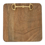Huntley Equestrian Wooden Square Tray with Gold Bit - Equiluxe Tack