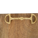 Huntley Equestrian Wooden Square Tray with Gold Bit - Equiluxe Tack