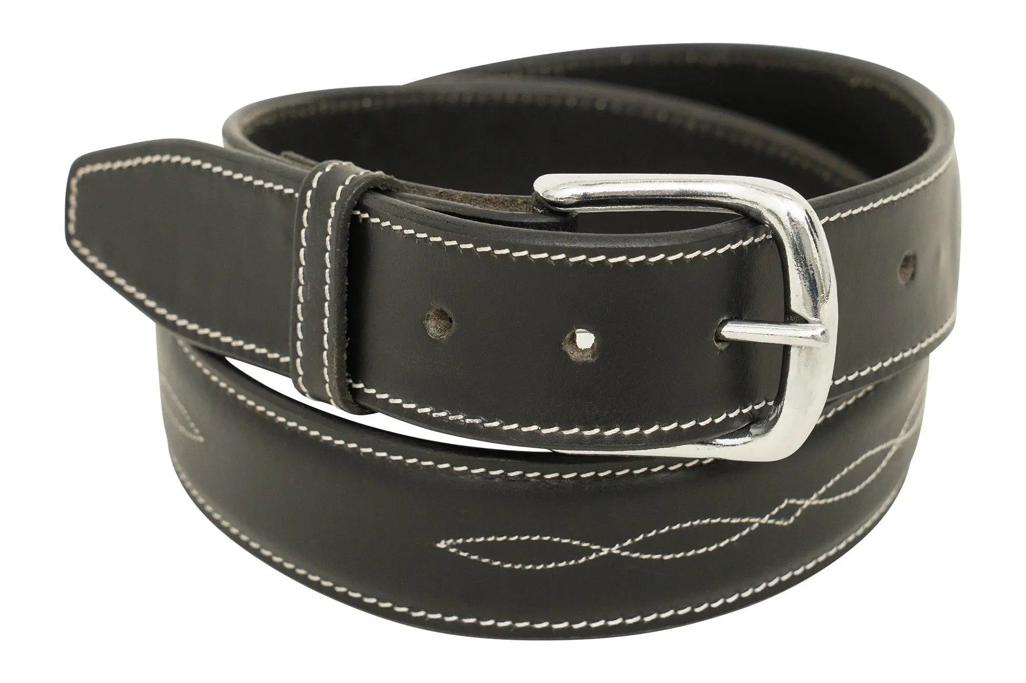Huntley Fancy Stitched Ladies 1.5" Inch wide belt, Black - Equiluxe Tack
